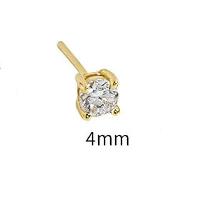 Aretes Circón Redondo Dorado Plata S925