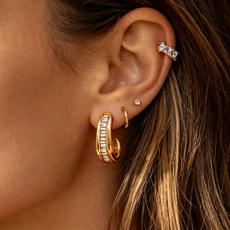 Aretes Circón Acero Inoxidable