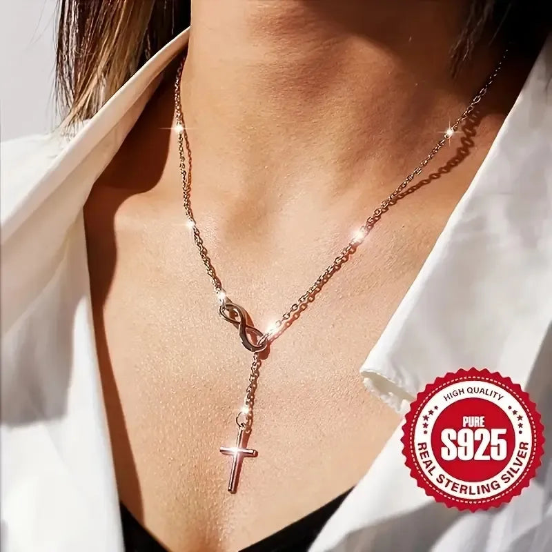 Collar Cruz Infinito Plata De Ley 925