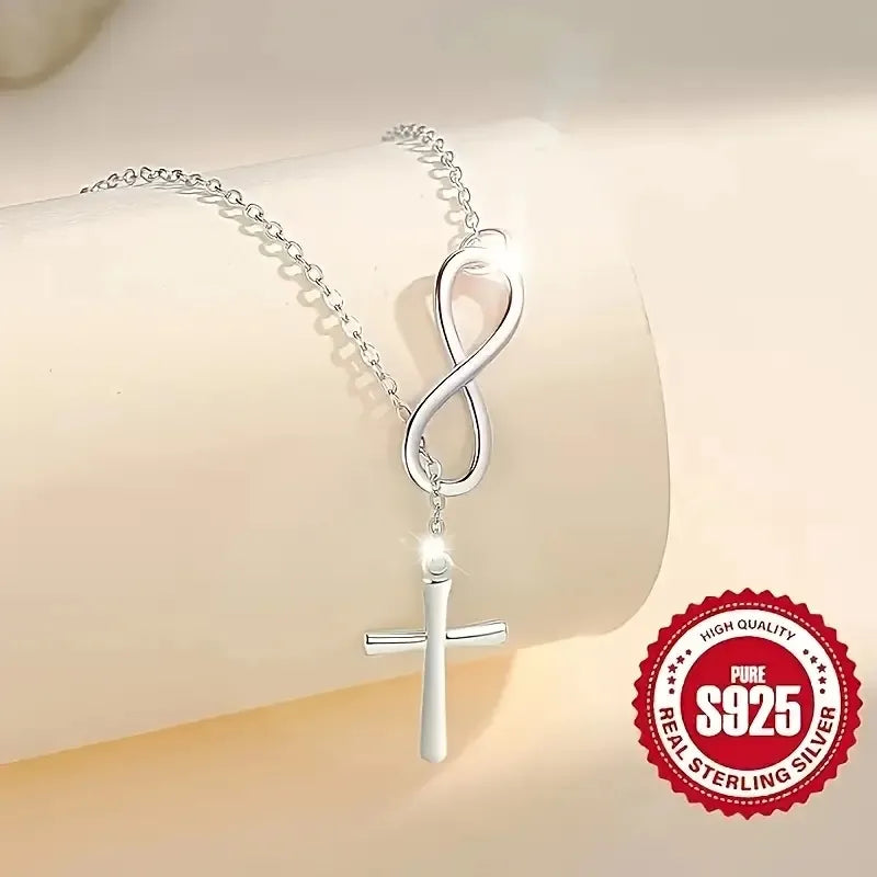 Collar Cruz Infinito Plata De Ley 925