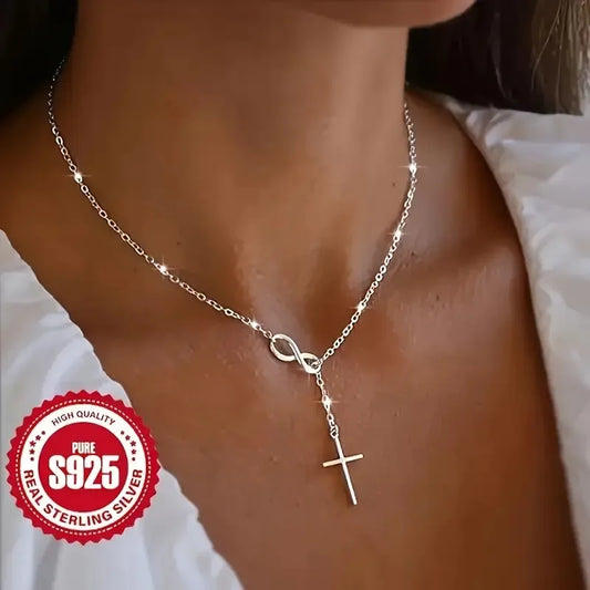 Collar Cruz Infinito Plata De Ley 925