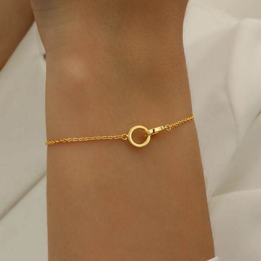 Pulsera Anillos Dorada Plata De Ley 925