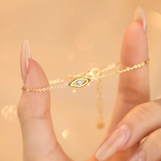 Pulsera Elegante Ojo Plata De Ley 925