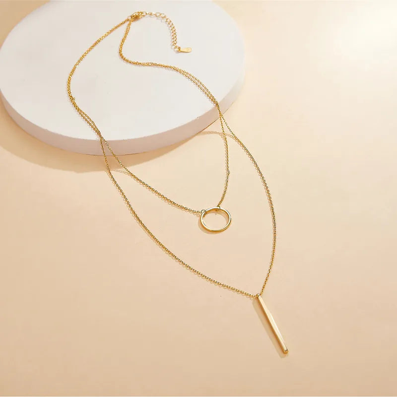 Collar Doble Dorado Plata De Ley 925