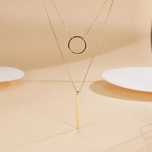 Collar Doble Dorado Plata De Ley 925