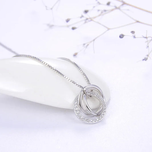 Collar Anillos Plata De Ley 925