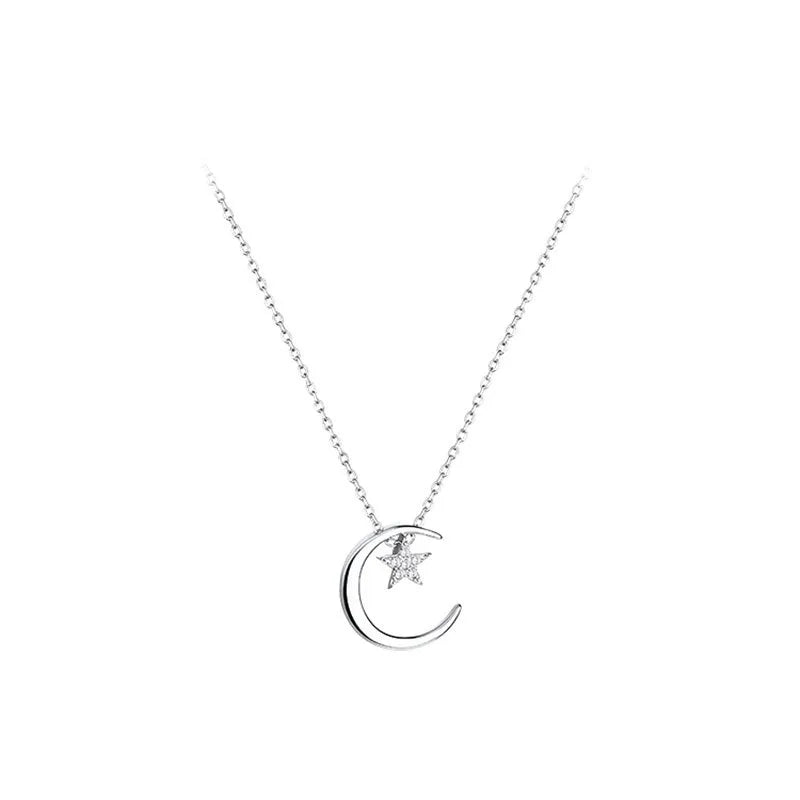 Collar Luna Estrella Plata De Ley 925