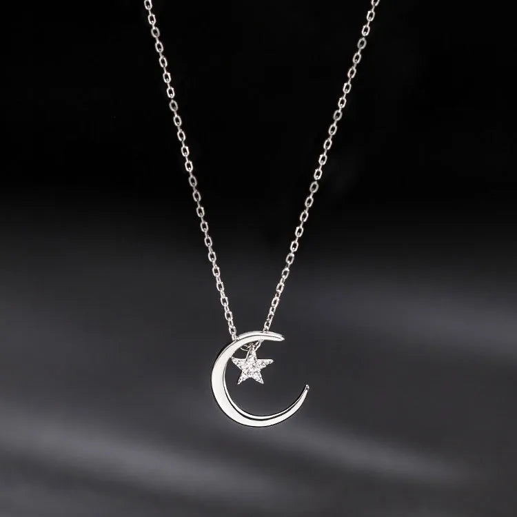 Collar Luna Estrella Plata De Ley 925