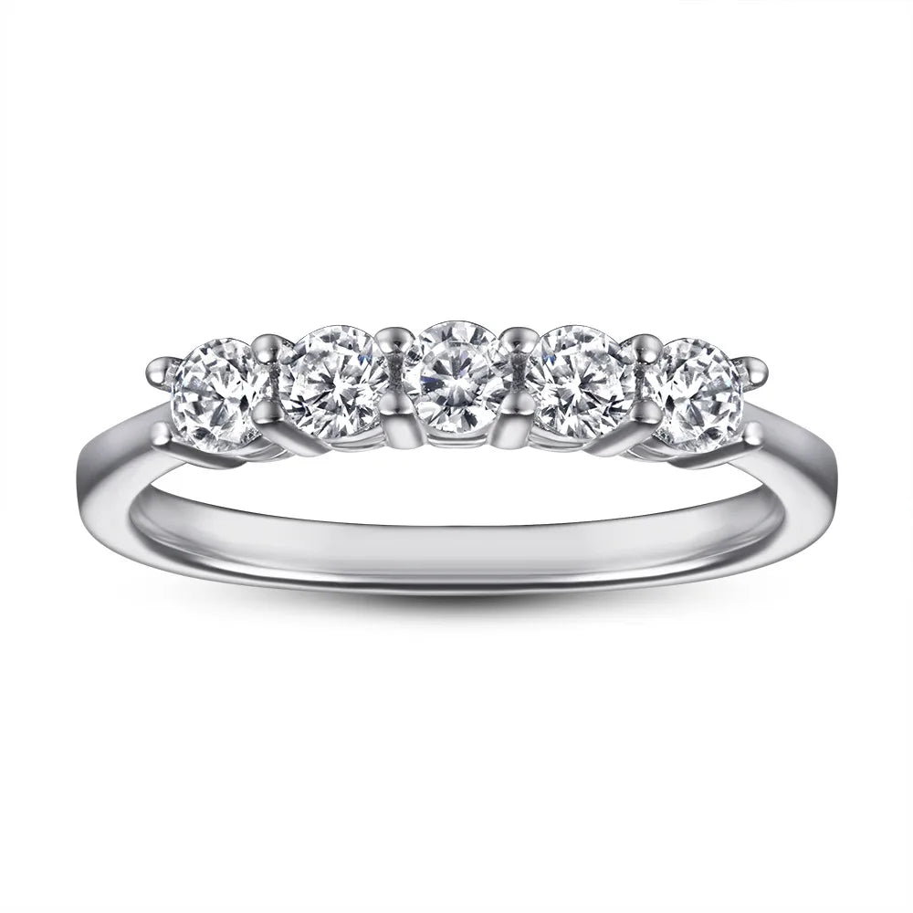 Anillo Línea Circón Plata De Ley 925