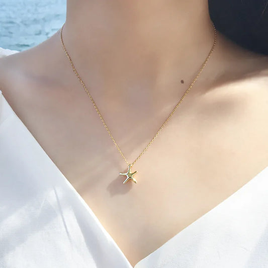 Collar Estrella de Mar Dorado Plata De Ley 925