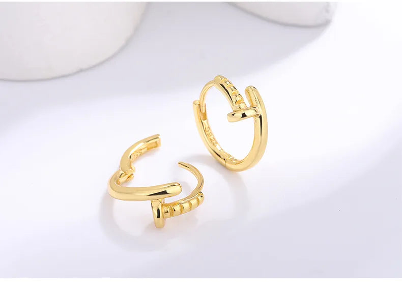 Aretes Clavo Dorado Plata Ley 925