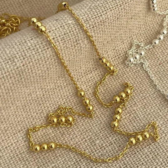 Collar Delicado Bolitas Plata De Ley 925