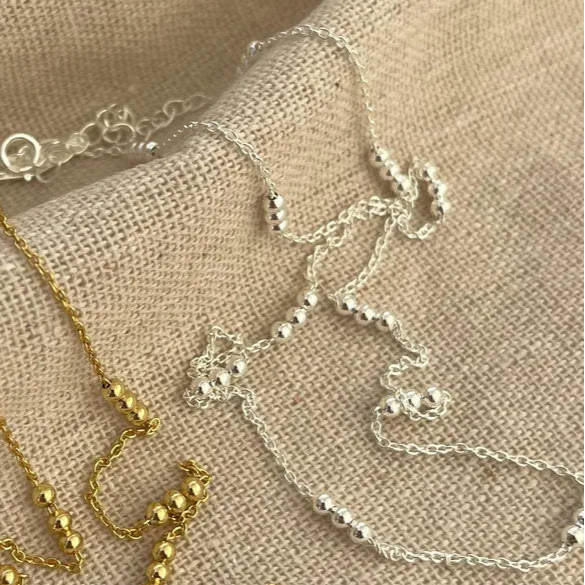 Collar Delicado Bolitas Plata De Ley 925