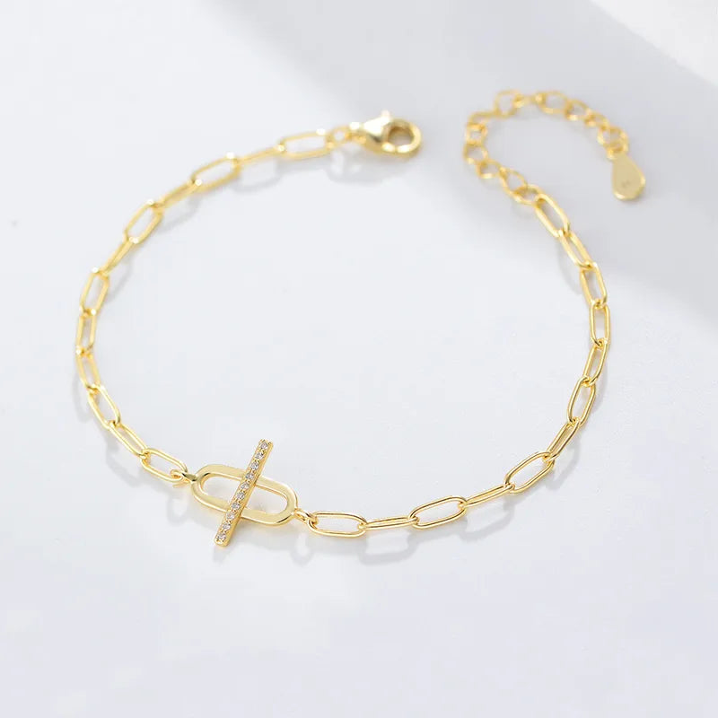 Pulsera Diseño Dorada Plata De Ley 925