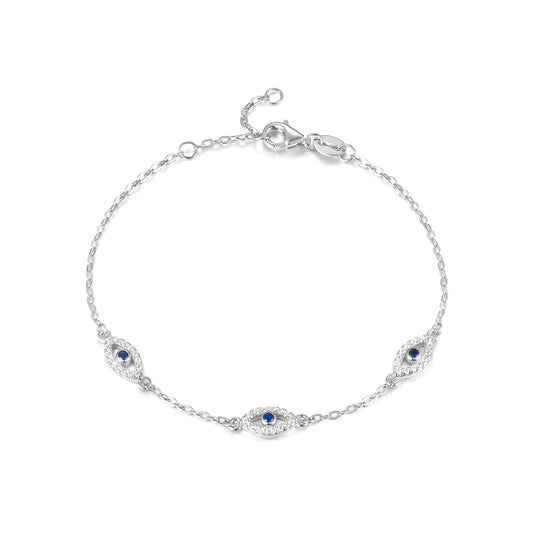 Pulsera Ojos Plata De Ley 925