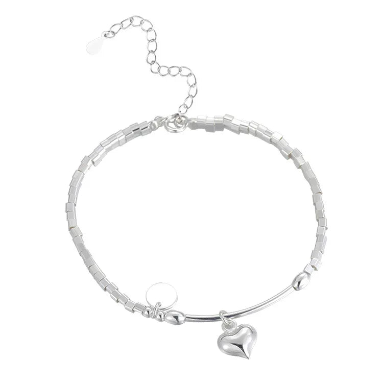 Pulsera Corazón Plata De Ley 925