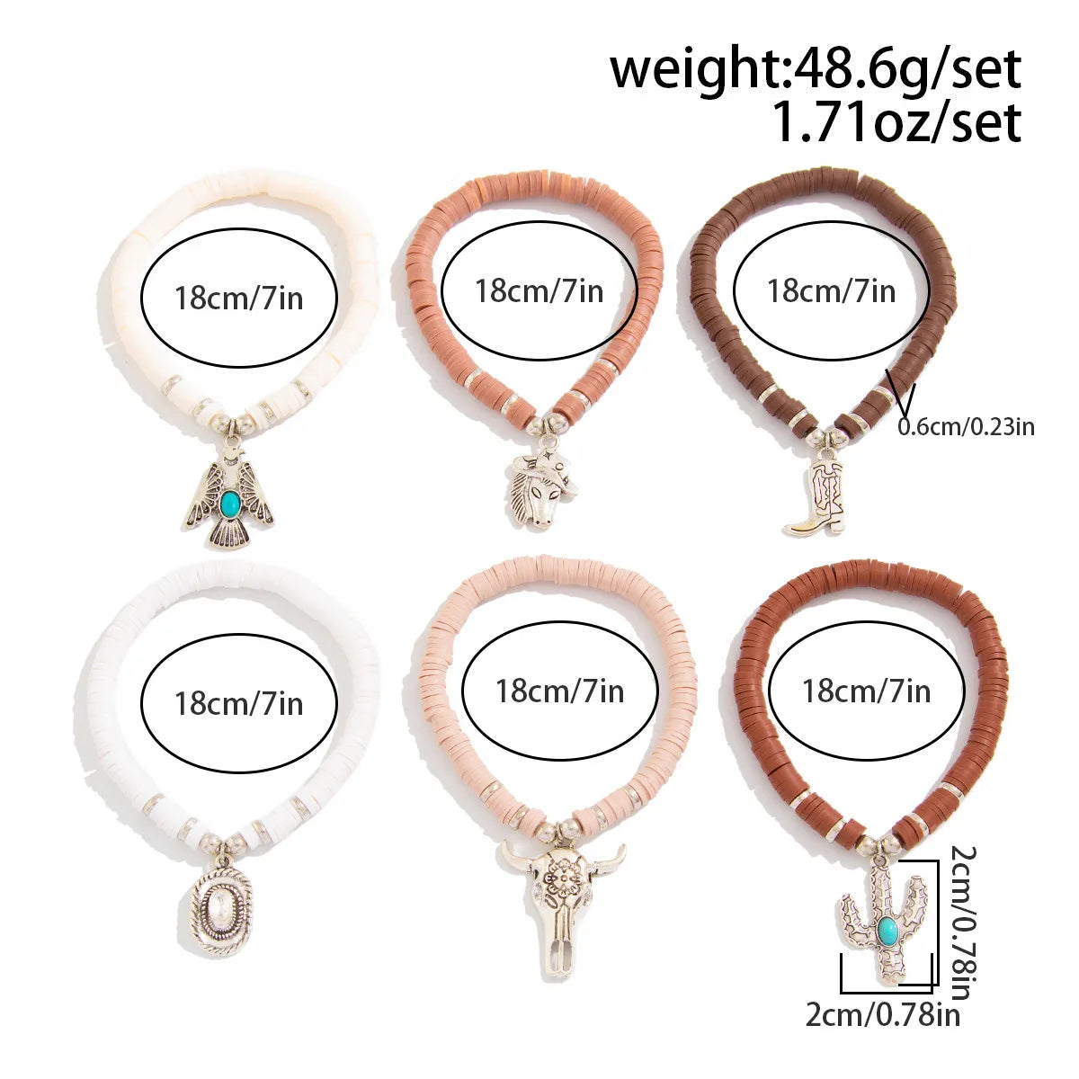 Set Pulseras Vaquera Arcilla Aleación