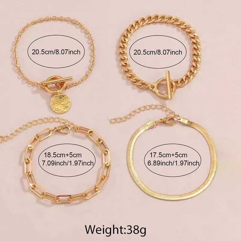 Set Pulseras Doradas Acero Inoxidable