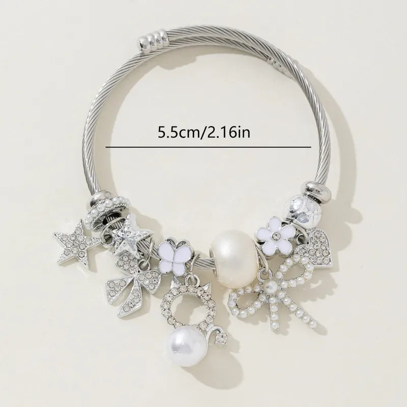 Pulsera Moño Mariposa Corazón Gato Aleación