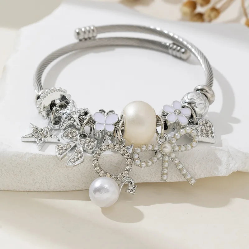 Pulsera Moño Mariposa Corazón Gato Aleación