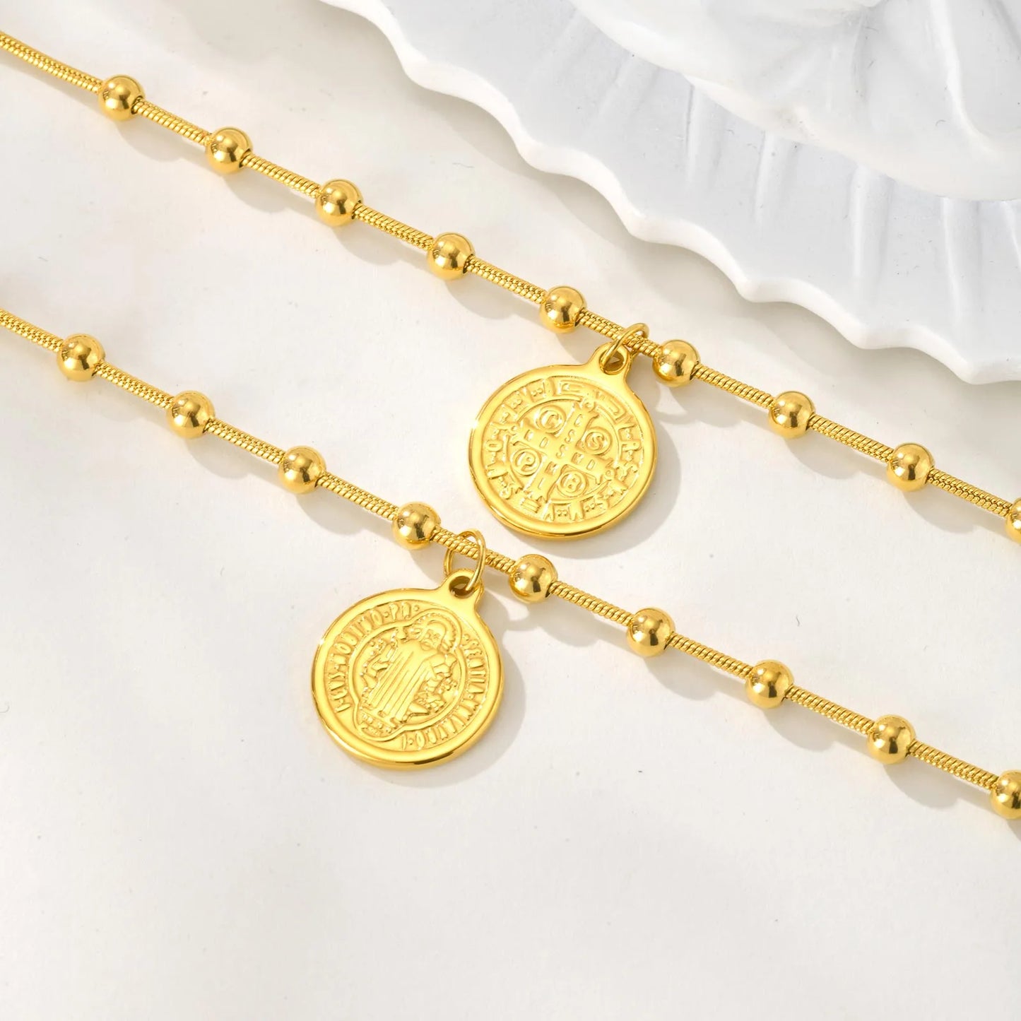 Pulsera Cruz San Benito Acero Inoxidable