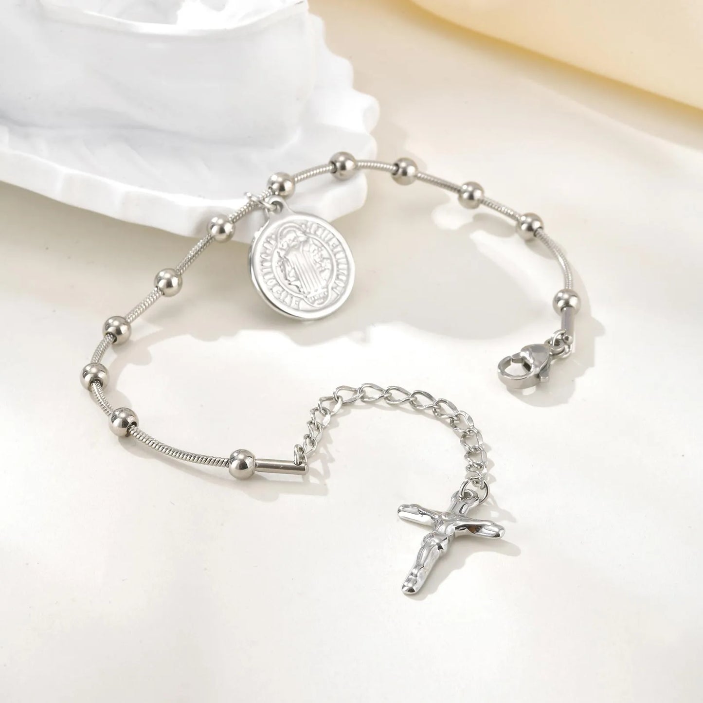 Pulsera Cruz San Benito Acero Inoxidable