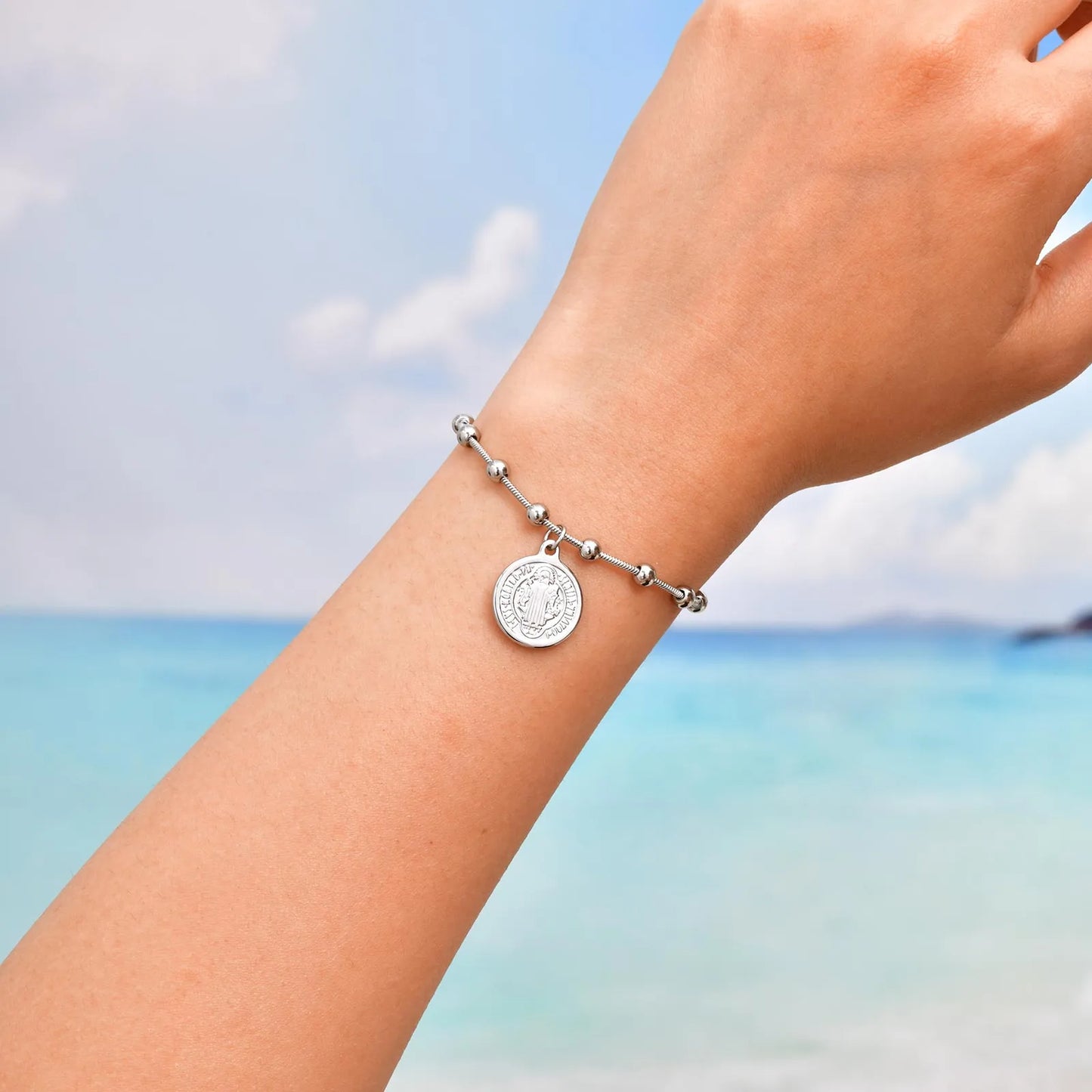 Pulsera Cruz San Benito Acero Inoxidable