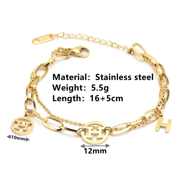 Pulsera H Doble Acero Inoxidable