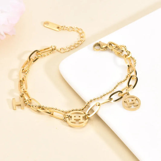 Pulsera H Doble Acero Inoxidable