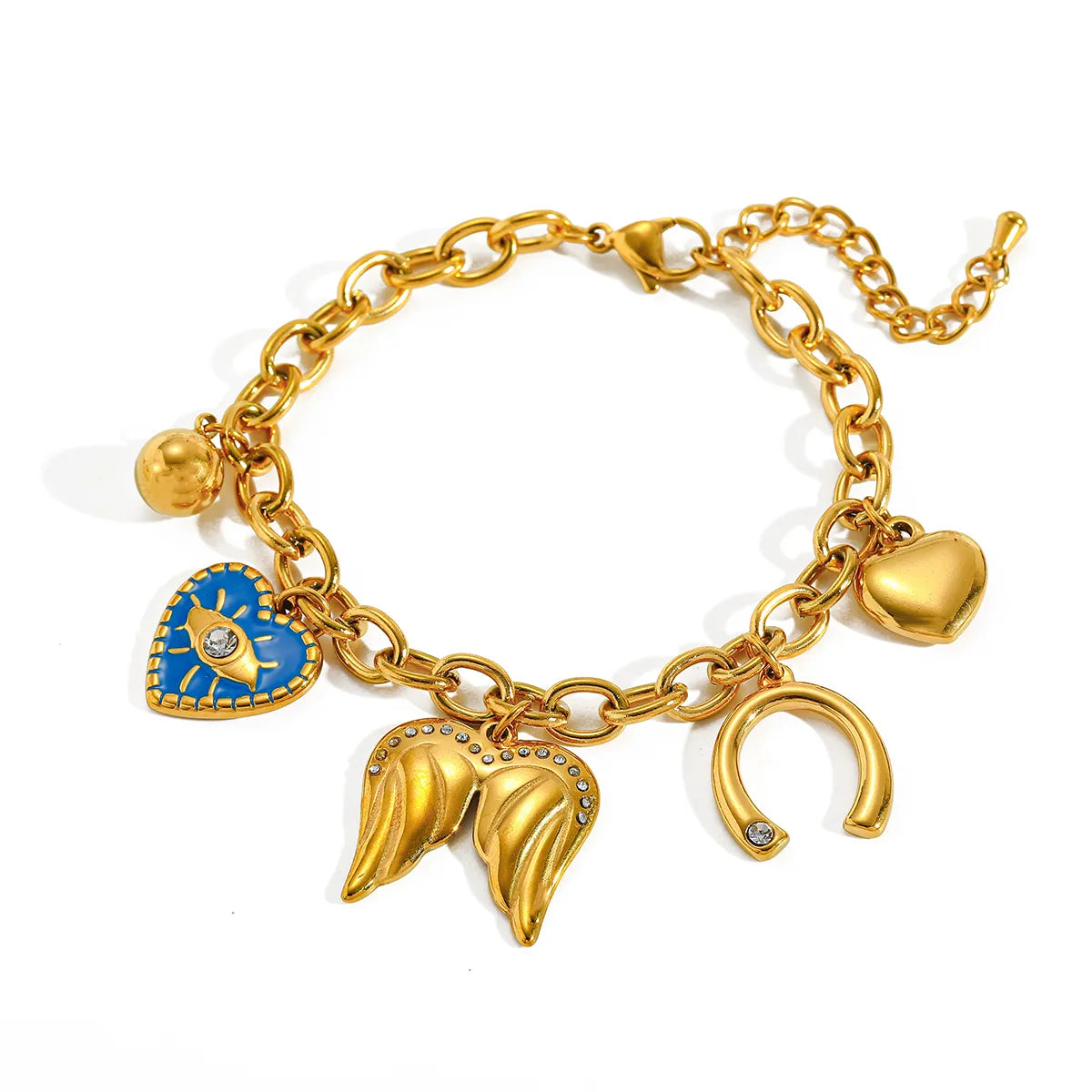 Pulsera Corazón Alas Zirconia Acero Inoxidable