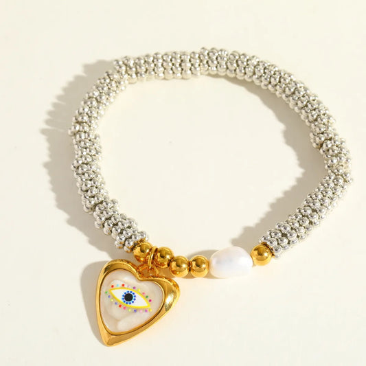 Pulsera Corazón Ojo Acero Inoxidable