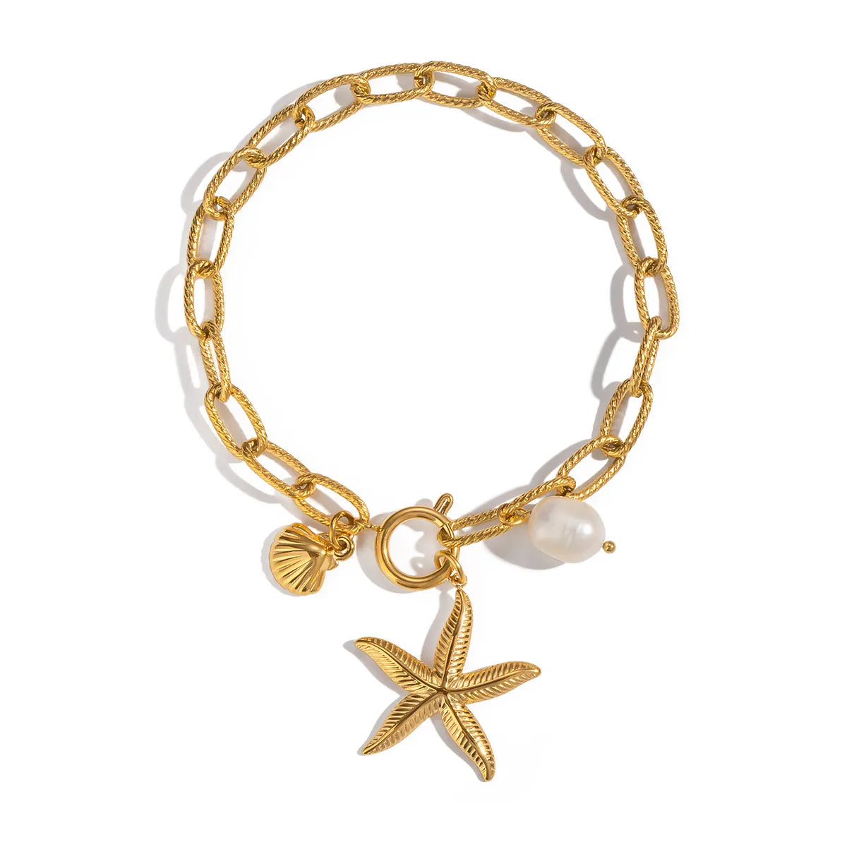 Pulsera Perla Estrella De Mar Acero Inoxidable