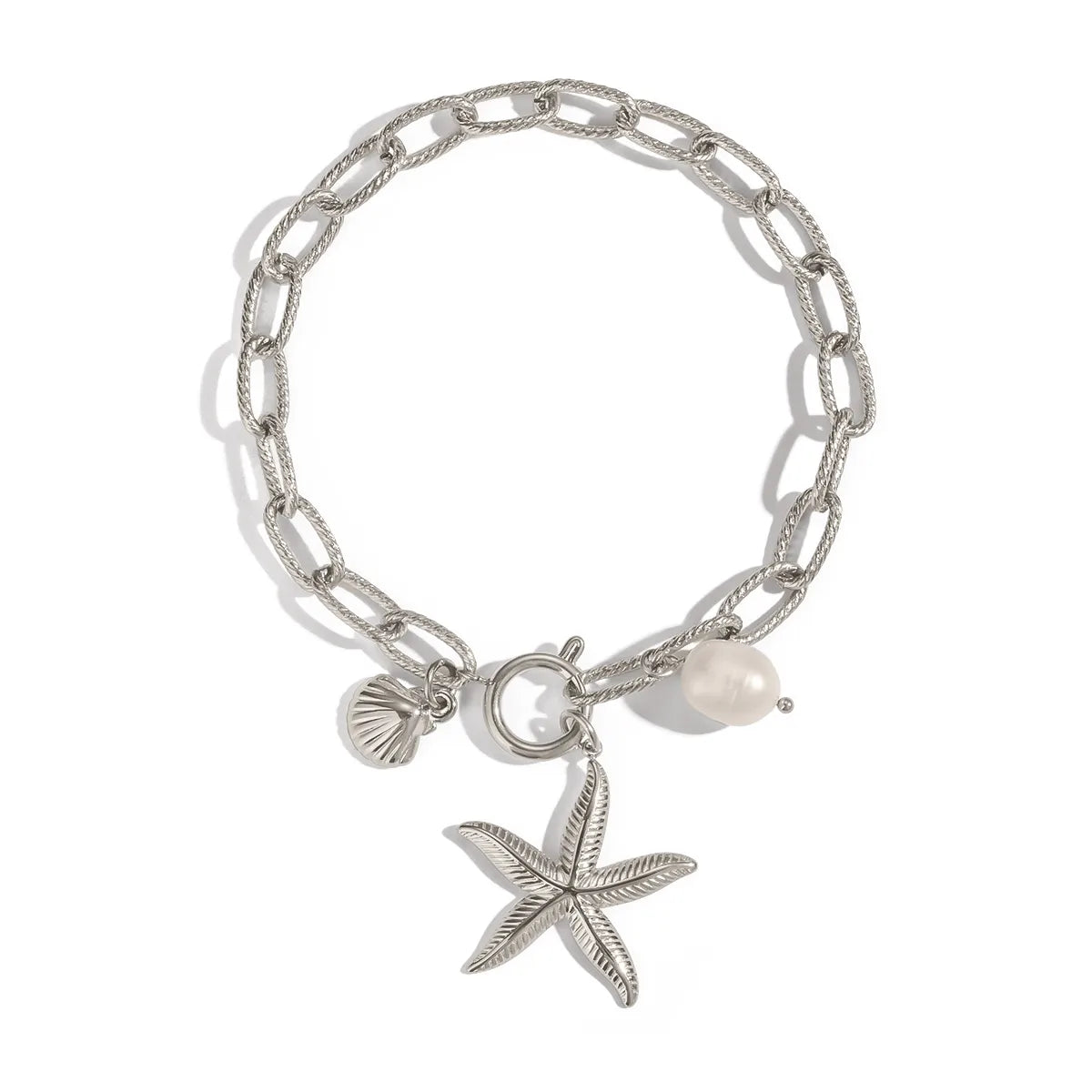 Pulsera Perla Estrella De Mar Acero Inoxidable