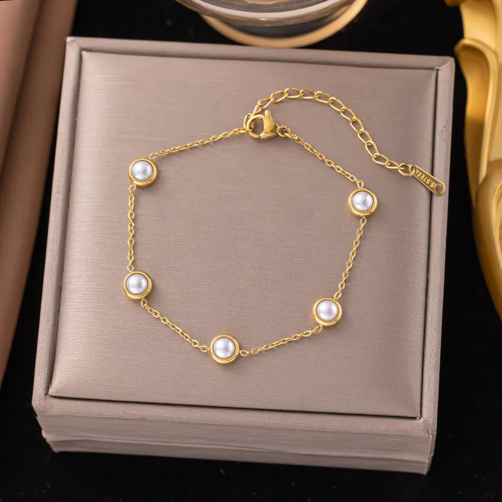 Pulsera Perlas Acero Inoxidable