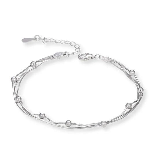 Pulsera De Tres Capas De Plata De Ley S925