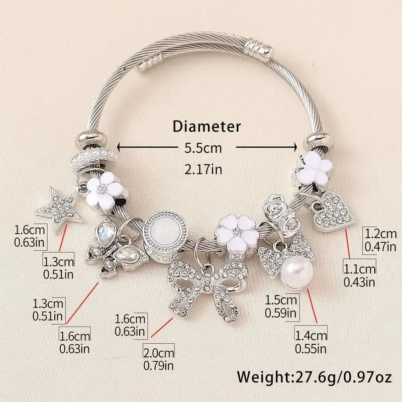 Pulsera Abierta Moño Estrella Acero Inoxidable