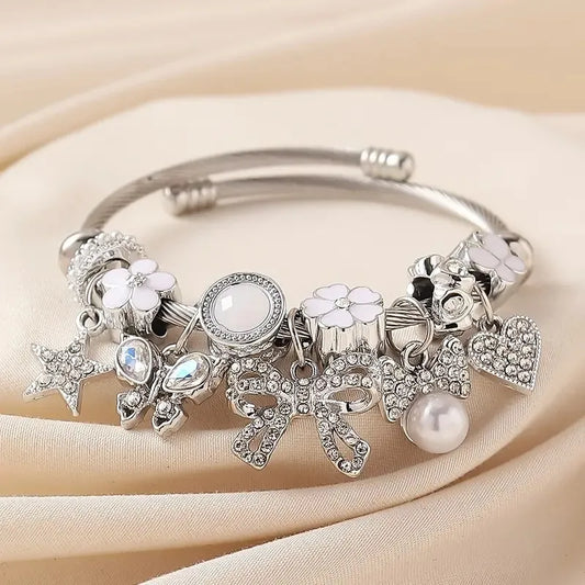 Pulsera Abierta Moño Estrella Acero Inoxidable