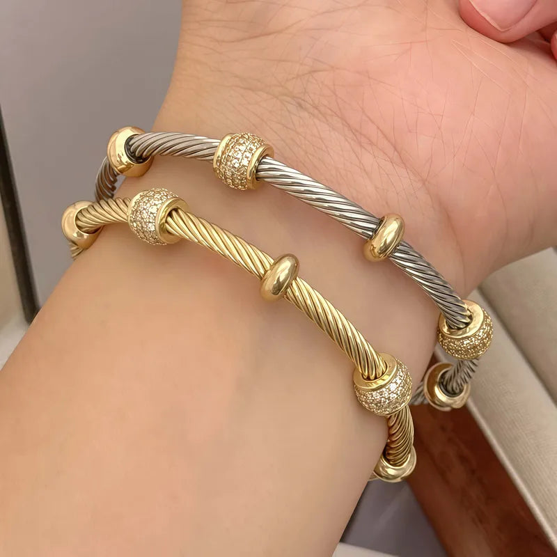 Set Pulseras Bicolor Acero Cobre