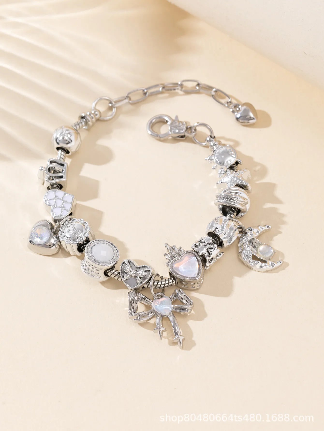Pulsera Charms Corazón Corona Acero Inoxidable