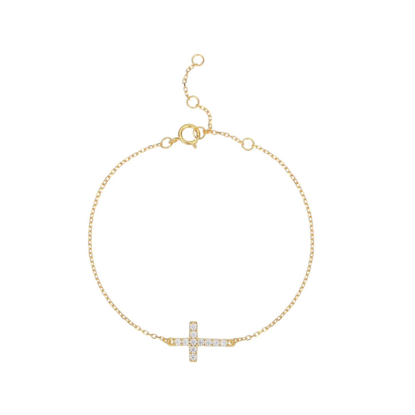 Pulsera Cruz Dorada Plata 925