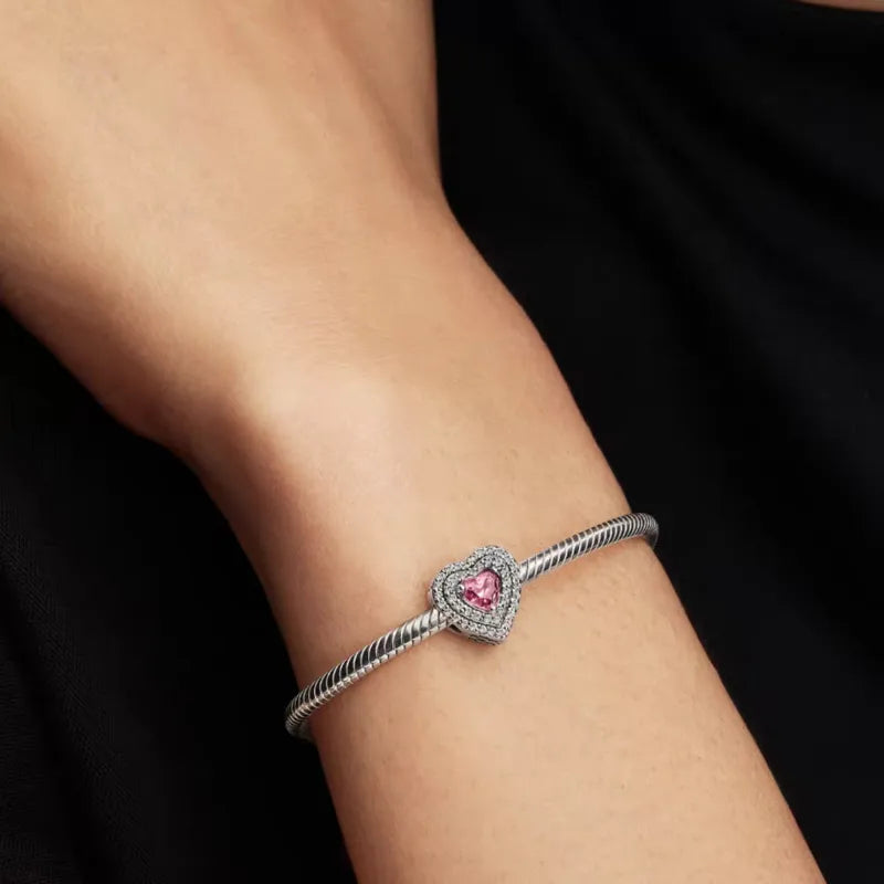 Pulsera Corazón Rosa Cobre