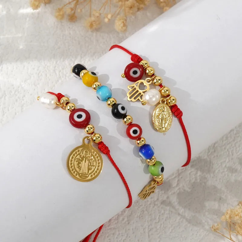 Juego Pulseras Ojos Hilo Rojo Buena Suerte