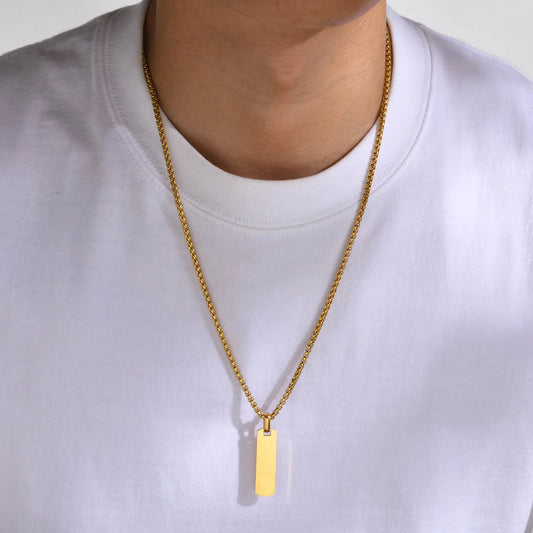 Collar Rectangular Dorado Acero Inoxidable