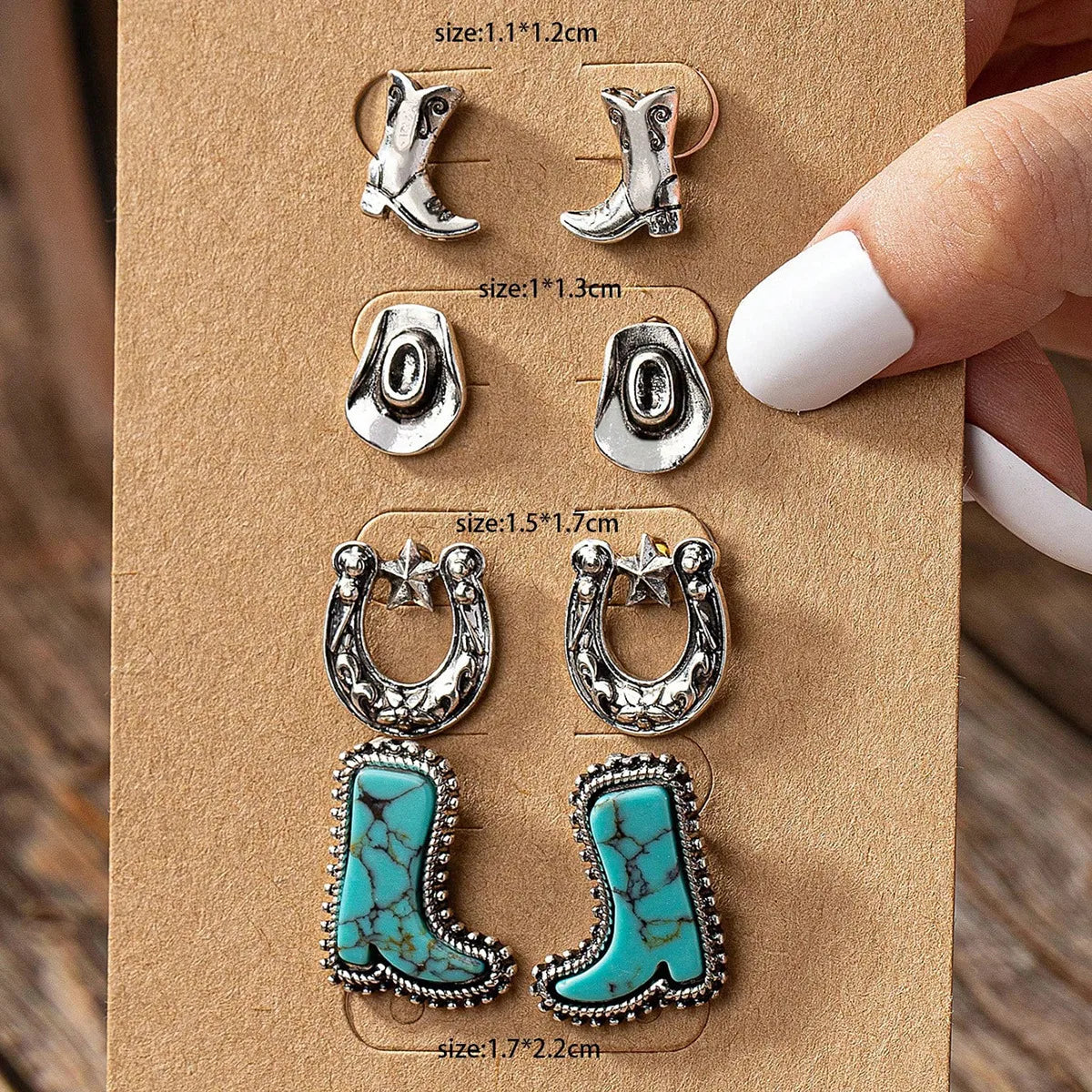Set Aretes Vaqueros Turquesa Aleación