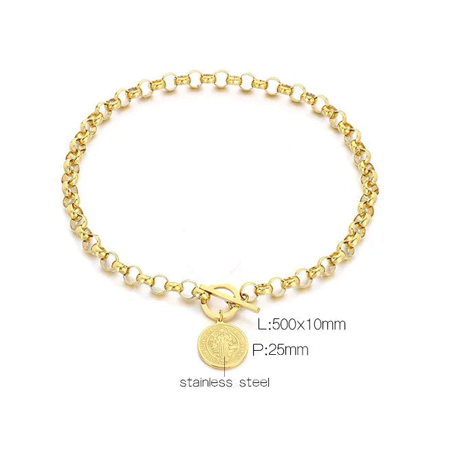 Collar San Benito Dorado Acero Inoxidable