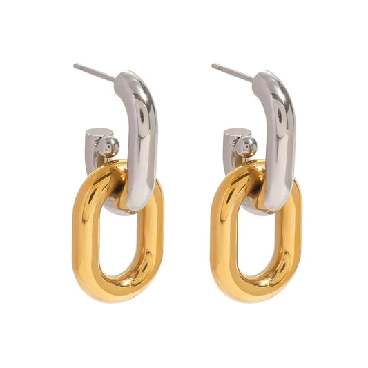 Aretes Bicolor Acero Inoxidable