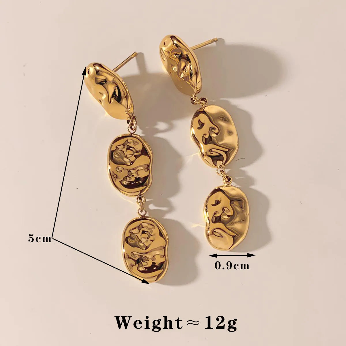 Aretes Largos Dorados Acero Inoxidable