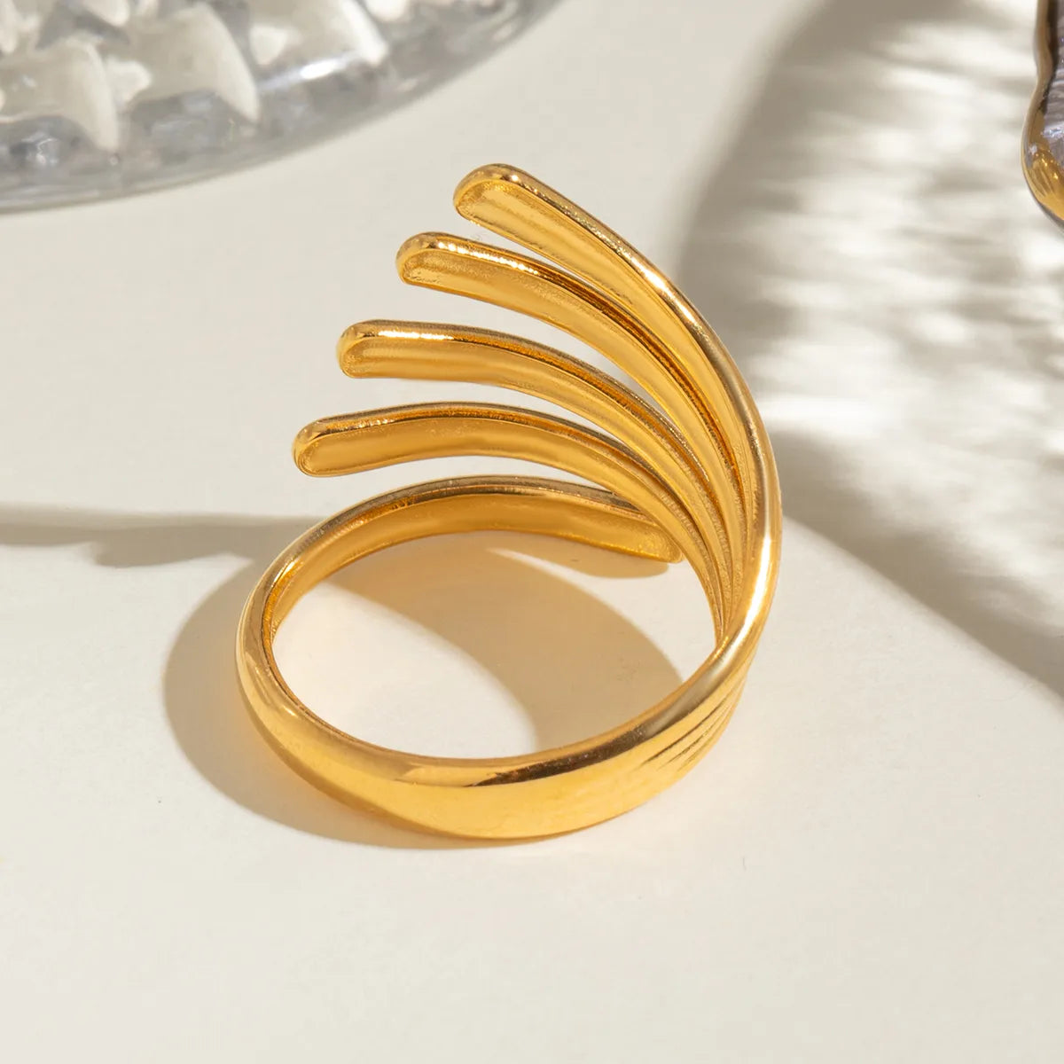 Anillo Abierto Dorado Acero Inoxidable