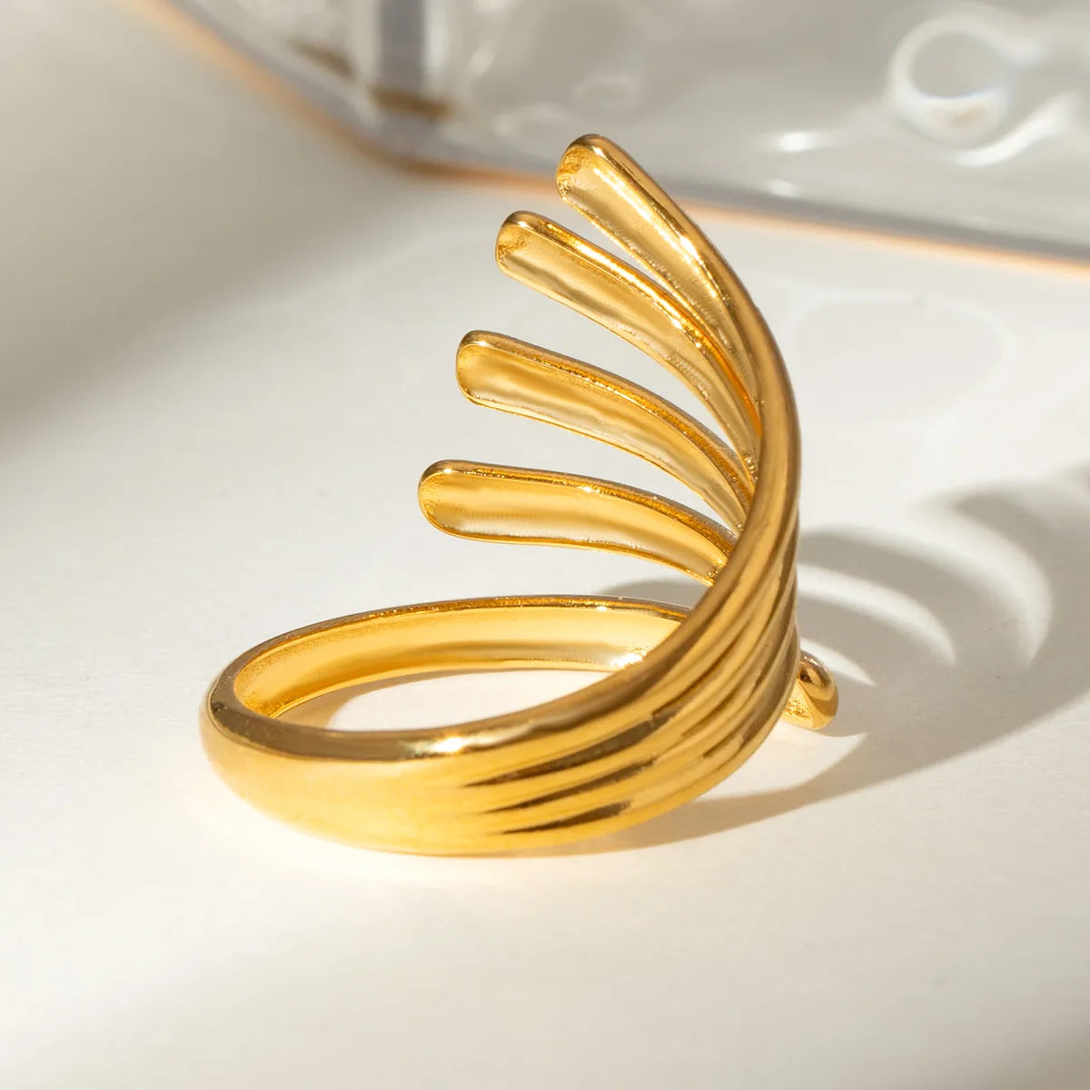 Anillo Abierto Dorado Acero Inoxidable