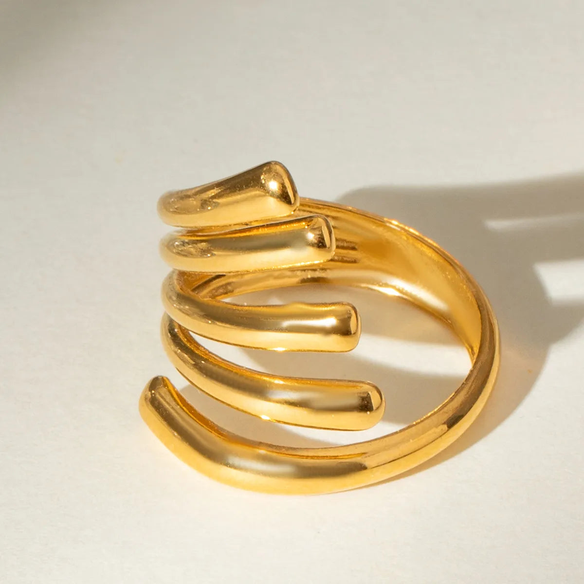 Anillo Abierto Dorado Acero Inoxidable